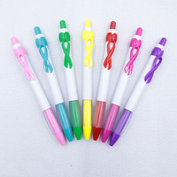 Stylo à bille ruban rose pour femmes filles cadeau en plastique accessoires de sensibilisation au cancer du sein ruban stylo à bille en plastique-impression personnalisée