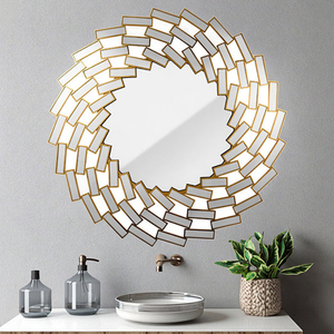 Linh Hoạt Cài Đặt Sang Trọng Bạc Kính Thép Không Gỉ Khung Vàng Gương Trong Nhà Thẩm Mỹ Cloakroom Phòng Trang Điểm Bàn Trang Trí Nội Thất - Product Image 3