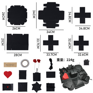 Caja de Regalo Creativa Hecha a Mano con Papel Negro Artístico Reciclable, Autoarmable, para <span class=keywords><strong>Aniversario</strong></span>, Boda, Día de San Valentín, Sorpresa - Product Image 6