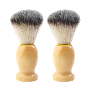 Brosse à raser en poils naturels avec manche en bois, outil de coiffure pour salon de barbier, pour homme, pour savon à raser, mousse <span class=keywords><strong>et</strong></span> crème - Product Image 5