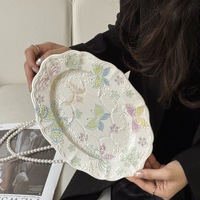 Ensemble tasse et soucoupe en céramique vintage à motif papillon - Vaisselle florale de luxe pour mariage et hôtel