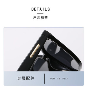 Nouvelles lunettes de soleil rétro européennes et américaines pour hommes, protection UV400, monture PC polarisée noire, grandes lunettes carrées style conduite, verres TAC - Product Image 2