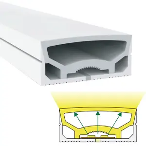 70*30 Mm Besar Flex Silicone LED Diffuser Channel untuk 28Mm Quad Row LED Strip Cahaya 120 Derajat Memancarkan Atas