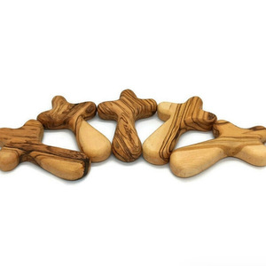Poche croisée naturelle à main Jésus Église de Noël Terre Sainte Bois d'olivier poli Style religieux - Product Image 3