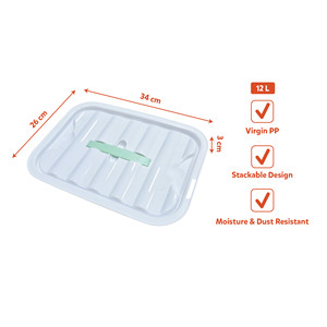 12L PP <b>Plastic</b> Storage Box Lid Stackable Moisture Resistant Dust Resistant Eco-Friendly Modern Design Airtight Bathroom <b>Kitchen</b> - Product Image 3
