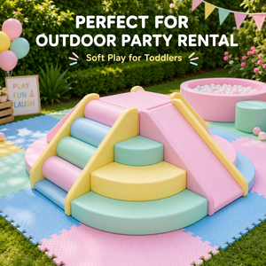 Pyramide d'escalade en <span class=keywords><strong>mousse</strong></span> pastel personnalisée avec marches et toboggan pour la location de fêtes d'enfants, les garderies et les aires de jeux de café - Product Image 2
