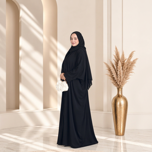 Modest Islamic <b>abaya</b> <b>dress</b> Open front cape sleeves <b>abaya</b> Loose pleated Dubai <b>abaya</b> Elegant black Muslim abayaLoose Pleated Dubai - Product Image 1