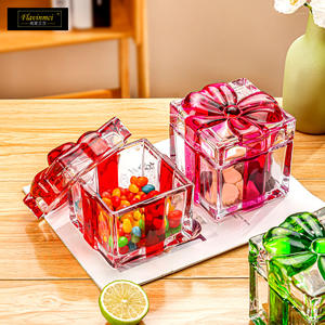 Grand <span class=keywords><strong>sucrier</strong></span> en <span class=keywords><strong>verre</strong></span> cristal <span class=keywords><strong>vintage</strong></span> de style européen avec couvercle et nœud, idéal pour les fruits secs et les bonbons - Product Image 3