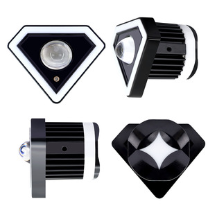 ไฟสปอร์ตไลท์ LED สำหรับมอเตอร์ไซค์ทรงเพชร สีขาว-เหลือง แสงคู่ กันน้ำระดับ IP67 พร้อมไฟวงแหวน Angel Eye ใช้ได้กับรถมอเตอร์ไซค์ทั่วไป 24V - Product Image 4