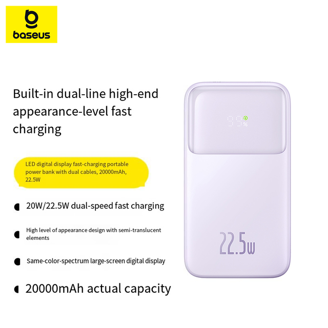 Baseus Ming Dian 95% New Power Bank 20000mAh USB Fast Charger Portable External Battery for Smartphones