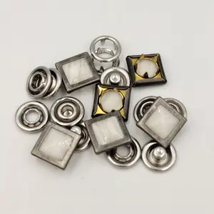 OEM decorative accessories Custom logo made alloy 12mm square press 4 part snap fastener button for men clothes