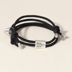 2Pcs/pair Braided <b>Rope</b> Heart Couple <b>Bracelets</b> Magnetic Heart Charm Fashion <b>Rope</b> Chain <b>Bracelets</b> Love Pendent <b>Bracelet</b> - Product Image 1