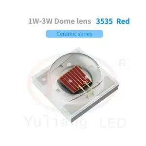 Yuliang LED 1-3W de alta potencia cerámica 3535 rojo SMD LED Chip 620-630nm para brillo de paisaje al aire libre.