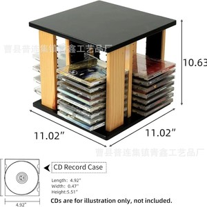 Organizador de CD de madera maciza, estante giratorio de madera para almacenamiento de DVD, con acceso de cuatro lados para CD y discos - Product Image 4