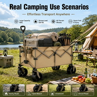 Großbestellung 2-in-1 Zusammenklappbarer Bollerwagen 400L Hochbelastbarer Camping-Trolley mit Aluminium-Tisch für Draußen