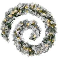 Guirlande de Noël en PVC à aiguilles de pin floquées, faite à la main, avec guirlandes LED, fournitures de fête pour une utilisation en intérieur/extérieur