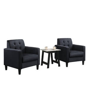 Juego de Sillones y Mesa Auxiliar de Terciopelo Negro Moderno <span class=keywords><strong>Ezio</strong></span> para Sala de Estar - Product Image 5