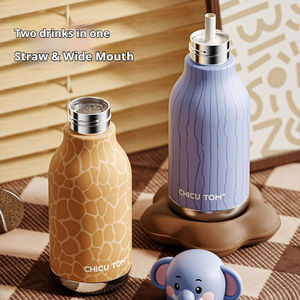 Bouteille d'eau isotherme en acier inoxydable 316 de 450 ml pour enfants, avec paille, motif tête d'animal <span class=keywords><strong>licorne</strong></span> de dessin animé - Product Image 3