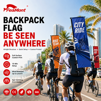 Sac à dos de luxe FEAMONT avec drapeau double face, panneau publicitaire extérieur, résistant au vent, avec poteau en aluminium, couleur personnalisée, pour cyclisme et moto