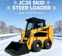 Nouvelle mini-chargeuse sur pneus JC35 équipée d'une benne de 0,25-0,3 m³ avec plusieurs accessoires en option pour les travaux municipaux