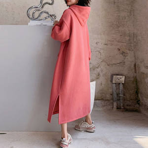 Inverno coreano spesso caldo pianura lungo felpe con cappuccio <span class=keywords><strong>donna</strong></span> personalizzato OEM <span class=keywords><strong>oversize</strong></span> tasca a marsupio Maxi felpa con cappuccio <span class=keywords><strong>abiti</strong></span> - Product Image 5