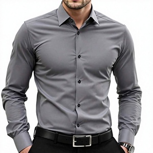 Chemise habillée à manches longues pour homme, couleur unie, décontractée, formelle, à col boutonné, pour le bureau - Product Image 2