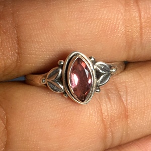 แหวนพลอยทัวร์มาลีนสีเงินสเตอร์ลิง92.5สำหรับงานหมั้นหรือการทำเครื่องประดับงานแต่ง - Product Image 1