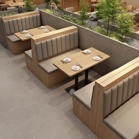 Conjunto de Muebles de Comedor Comerciales de Cuero para Restaurante, Sofá Moderno con Mesa y Sillas para Cafetería y Hotel
