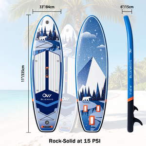 Planche de SUP gonflable d'hiver 11' (33 po de large) motif Ours <span class=keywords><strong>polaire</strong></span>, planche à pagaie arctique avec pompe et aileron pour aventures sur lac froid et neige - Product Image 5