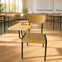 Chaise de formation empilable en contreplaqué avec tablette d'écriture, cadre métallique de qualité supérieure, chaise d'écolier pour salle de classe et salle de formation
