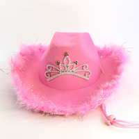 Cappello da Cowboy Occidentale Rosa con Luci LED Lampeggianti per Halloween, Natale, Festival, Cosplay e Feste