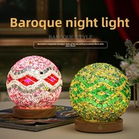 Kit de lampe mosaïque turque Boyid DIY - Verre et base en bois, contrôle tactile, LED blanc chaud à intensité variable pour salon, artisanat parent-enfant