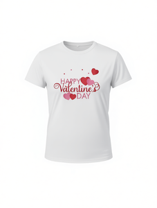 T-shirt per San Valentino da donna, manica corta, girocollo, vestibilità comoda, casual, stampata con cuori e lettere, jersey 100% cotone - Product Image 1