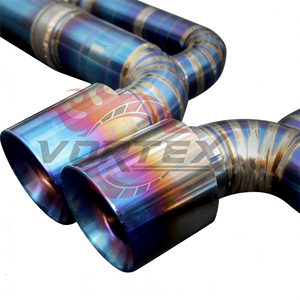 ท่อไอเสีย Vortex Blue Burnt Titanium Valvetronic Performance สำหรับ Porsche 718 Boxster Cayman 2.0T 2.5T Pie-cut Racing Muffler - Product Image 4