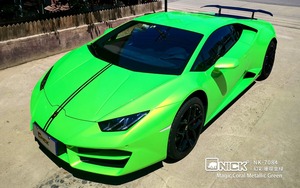 Mới nhất san hô kim loại màu xanh lá cây xe bọc phim phong cách mát mẻ xe vinyl bọc huỳnh quang màu xanh lá cây Vinyl DIY xe Styling Sticker - Product Image 2