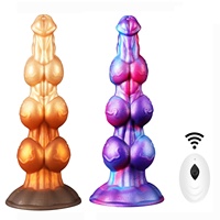 Fernbedienbarer Vibrierender Silikon-Analplug mit Saugnapf Fantasy Multi-Knoten Perlen-Dildo Erwachsenen-Sexspielzeug für Paare