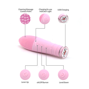 Silicone Facial Cleansing Brush USB Rechargeable Vibrating <b>Massage</b> Face Cleaner Portable Electric Skin Care <b>Tool</b> - Product Image 3
