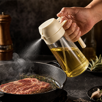 Bouteille pulvérisateur d'huile en verre transparent 2-en-1 avec couvercle ouvrable et design pulvérisateur-verseur pour barbecue et cuisson facile