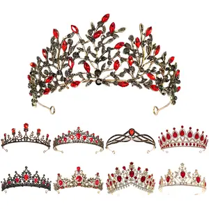 Meilleure vente, couronne de couleur rubis rouge d'halloween, diadème de cheveux, bijoux de Performance, fête de mariage, accessoires de cheveux en alliage pour filles