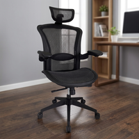 Chaise de bureau ergonomique à dossier haut en maille, accoudoirs réglables en hauteur, cadre en acier pivotant, mécanisme d'inclinaison pour bureau à domicile, design moderne