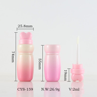 Tube de brillant à lèvres personnalisé de 2 ml, emballage cosmétique unique, conteneur de brillant à lèvres en forme de cœur, fabricant de tubes vides
