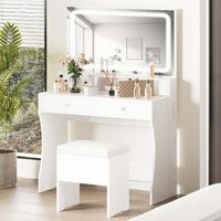 Meuble de Rangement Multifonctionnel Moderne avec Miroir LED Intégré, Écologique et Durable, Idéal pour Chambre d'Hôtel ou Coiffeuse