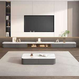 Porta <span class=keywords><strong>TV</strong></span> Moderno in Pietra e Vetro Mobile da Terra di Lusso per Piccoli Appartamenti <span class=keywords><strong>Design</strong></span> Minimalista per Arredamento Soggiorno - Product Image 3