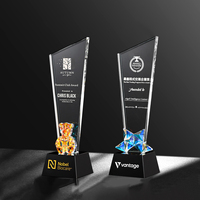 Trophée en cristal gravé personnalisé avec trophée créatif en verre de cristal avec base noire