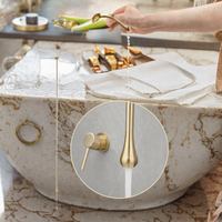 Robinet de salle de bain de luxe moderne en laiton, monotrou, à poignée unique, avec noyau en céramique, à débit contrôlé, design goutte d'eau, pour montage mural ou sur comptoir