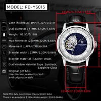 Luxuriöses Design Mode Herren Transparente Miyota Automatik Analoguhr 41mm Edelstahl Lederarmband Wasserdicht Unisex