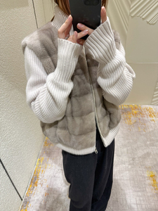 Manteau <span class=keywords><strong>court</strong></span> en fourrure de vison haut de gamme pour femme, style luxe Purple Label, fermeture éclair, coupe-vent, <span class=keywords><strong>trench</strong></span> décontracté, vêtement d'extérieur printemps - Product Image 3