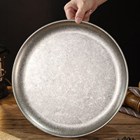 Plateau de service vintage coréen en acier inoxydable, motif flocon de neige rétro, pour café, fruits, dîner, barbecue, usage domestique et hôtelier