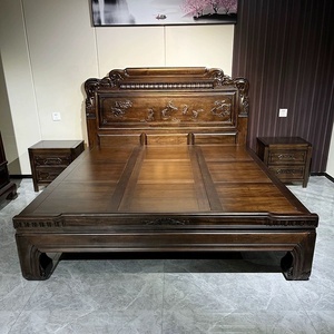 Letto Matrimoniale di Alta Qualità <span class=keywords><strong>in</strong></span> <span class=keywords><strong>Legno</strong></span> <span class=keywords><strong>Massello</strong></span> Intagliato Stile Classico Cinese 1,8m - Product Image 4