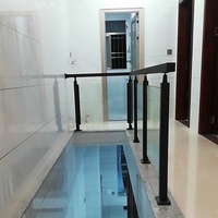 Rampe d'escalier moderne en acier inoxydable et PVC avec balustres, main courante en verre trempé pour appartement (design minimaliste)
